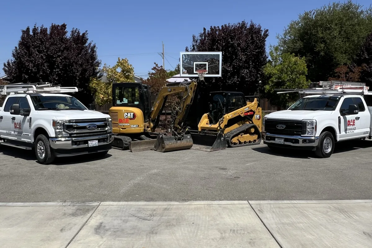 DAE Plumbing service trucks and equipment stocked and ready for repair visits across San Benito County.